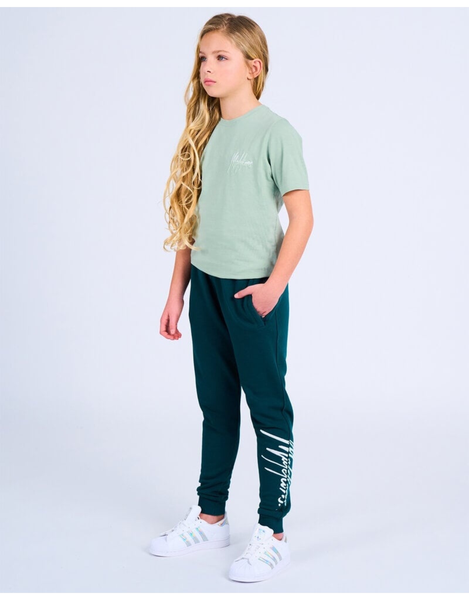 Malelions Malelions Junior Split T-Shirt Aqua Grey/Mint MJ1-SS24-07