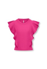 Kids Only T-Shirts & Tops KOGNELLA S/L SHORT RUFFLE TOP JRS Raspberry Rose 15291900