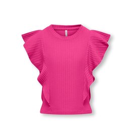 Kids Only T-Shirts & Tops KOGNELLA S/L SHORT RUFFLE TOP JRS Raspberry Rose 15291900