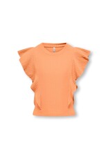 Kids Only T-Shirts & Tops KOGNELLA S/L SHORT RUFFLE TOP JRS Orange Chiffon 15291900