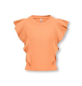 Kids Only T-Shirts & Tops KOGNELLA S/L SHORT RUFFLE TOP JRS Orange Chiffon 15291900