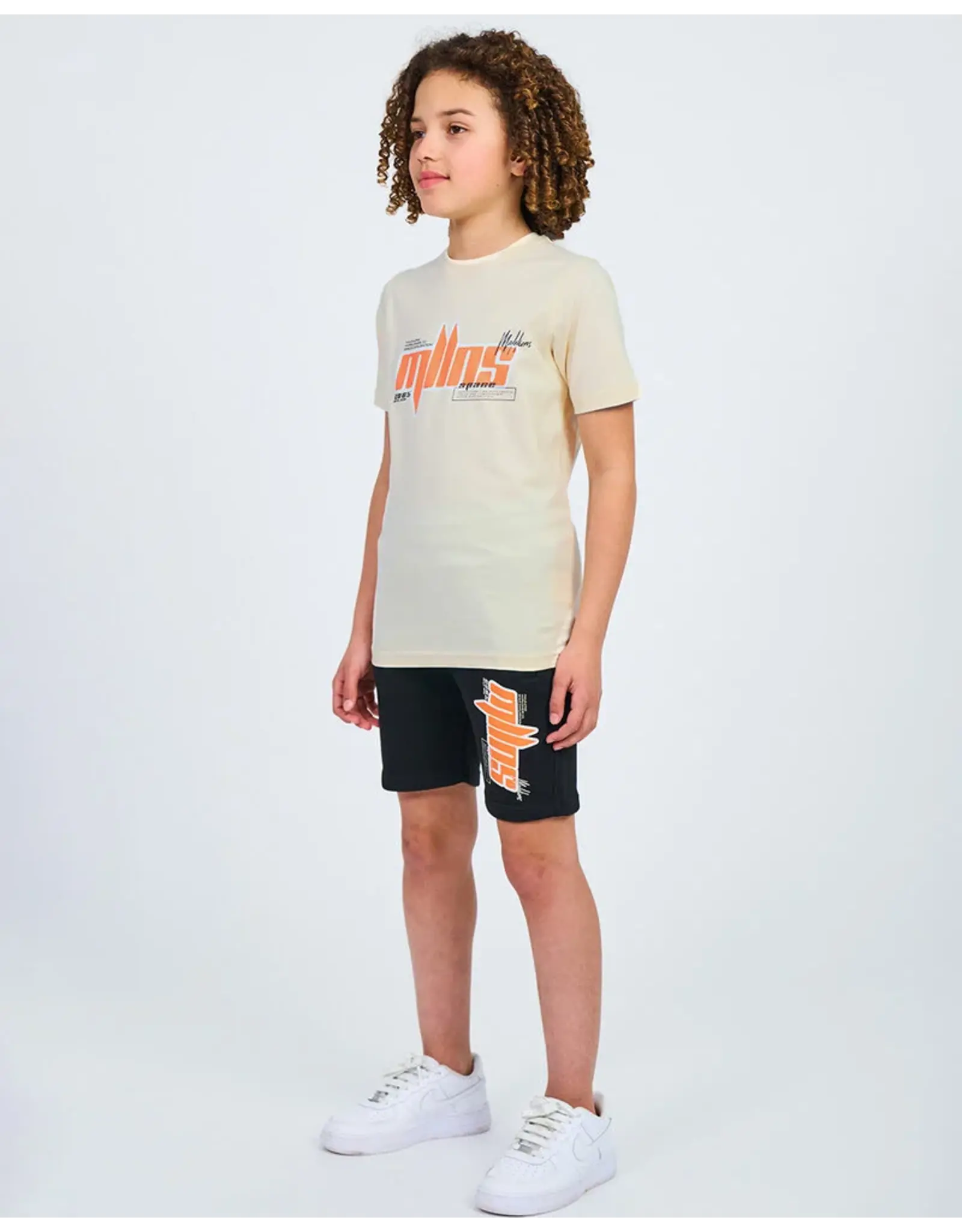 Malelions Malelions Junior Font T-Shirt Beige/Orange MJ2-SS24-09