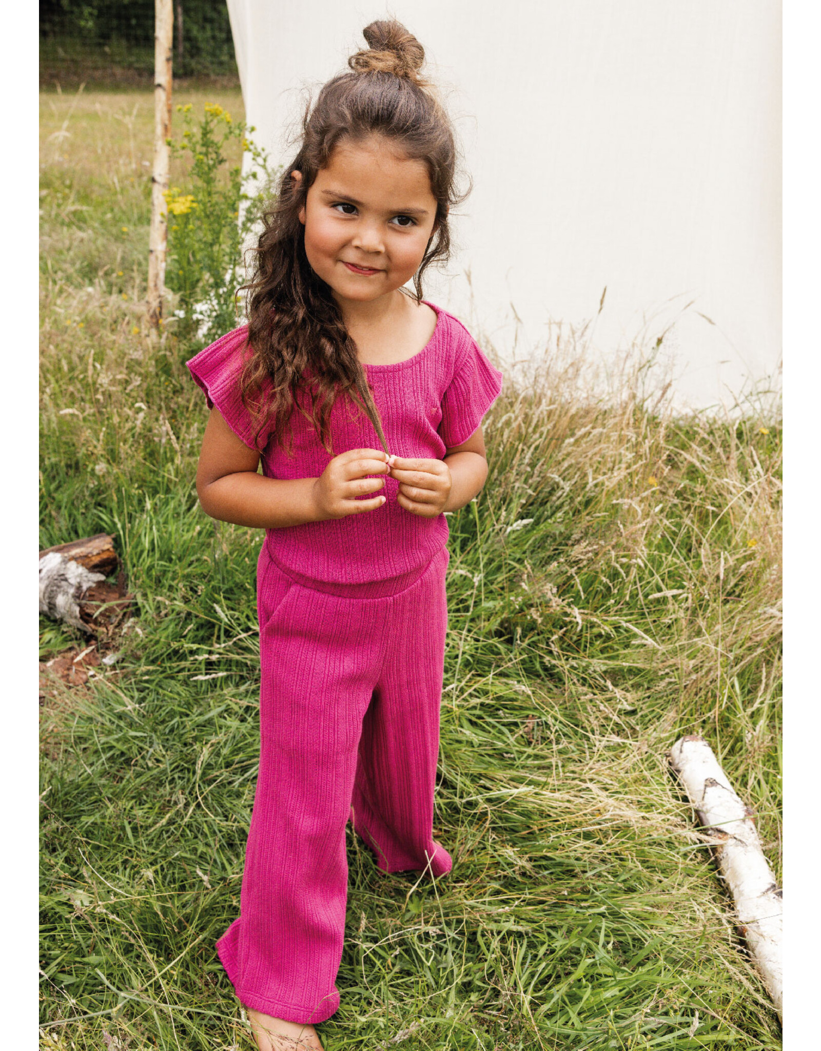 LOOXS Little 6-pants Little fancy knit wideleg pants warm fuchsia