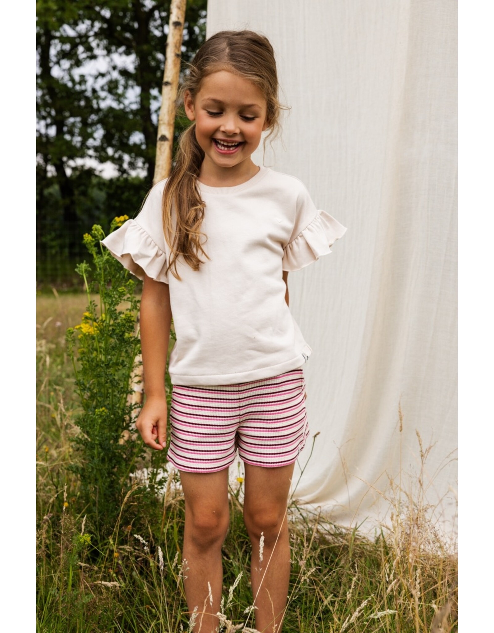 LOOXS Little 6-pants Little knitted short PINK SUMMER STRIPE