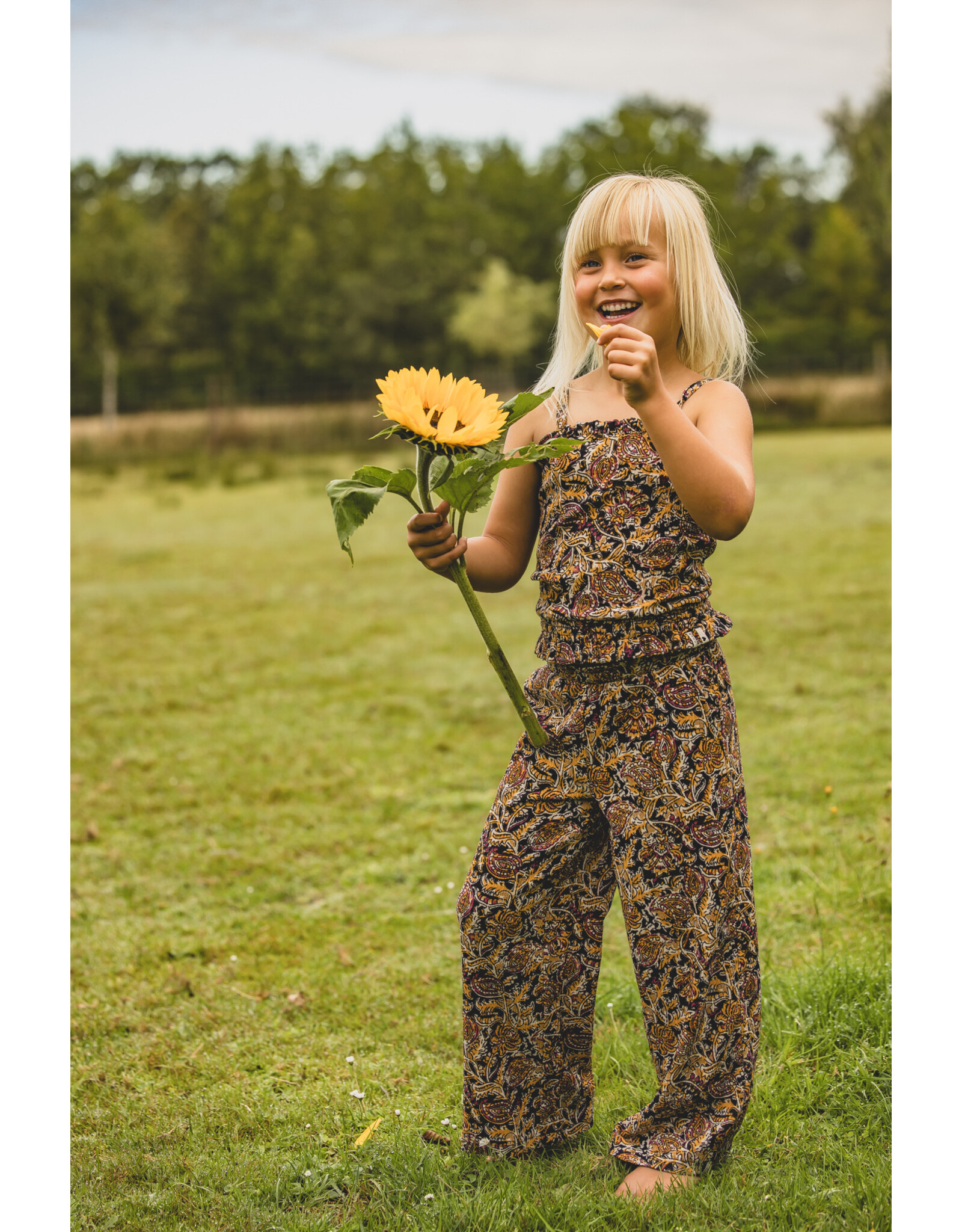 LOOXS Little 6-pants Little crinkle wideleg pants BLOCKPRINT FLOWER