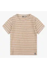 Daily7 T-SHIRT SHORT SLEEVE Organic T-shirt Shortsleeve Rib Stripe Cream D7NB-S24-3620