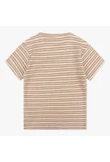 Daily7 T-SHIRT SHORT SLEEVE Organic T-shirt Shortsleeve Rib Stripe Cream D7NB-S24-3620