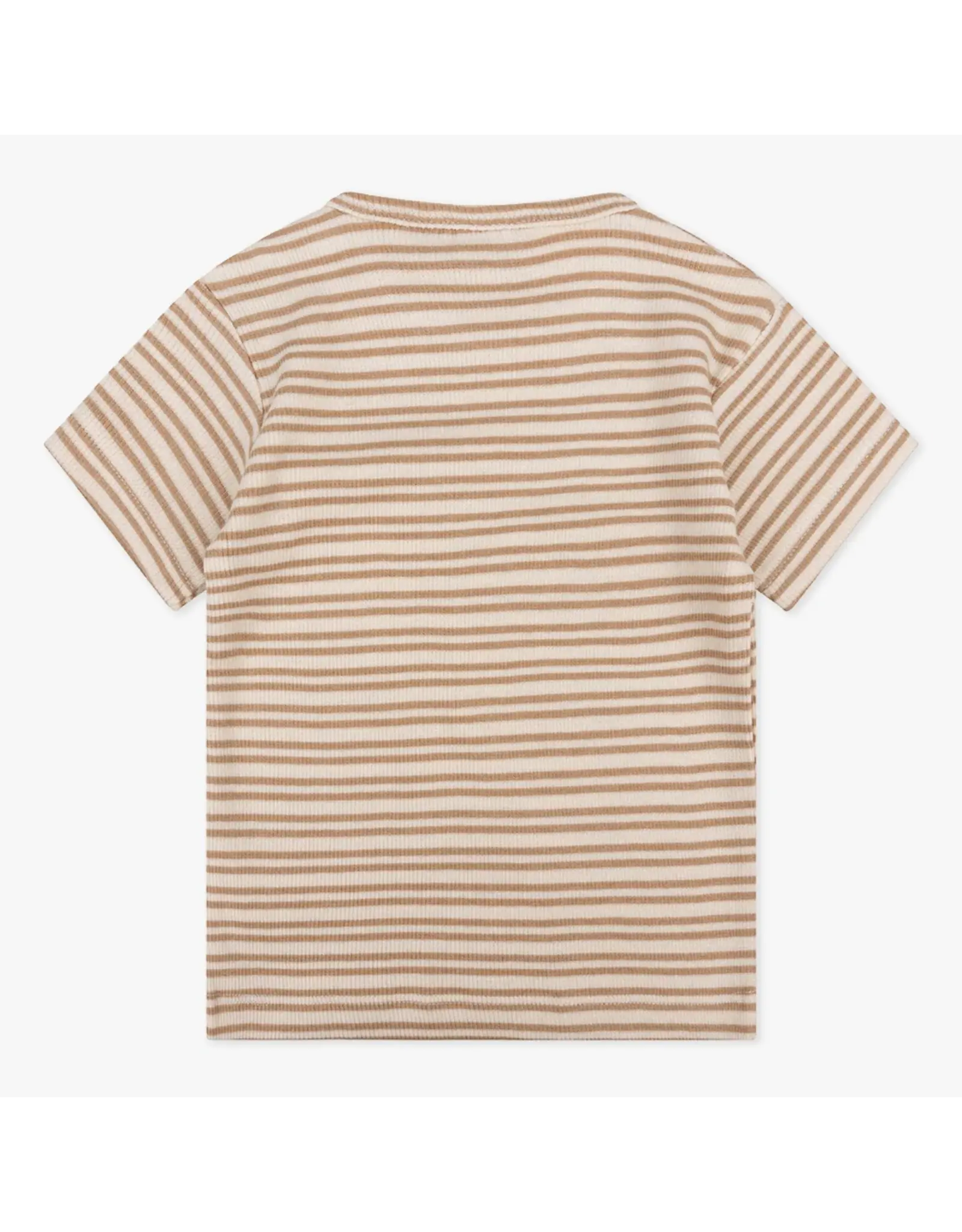 Daily7 T-SHIRT SHORT SLEEVE Organic T-shirt Shortsleeve Rib Stripe Cream D7NB-S24-3620