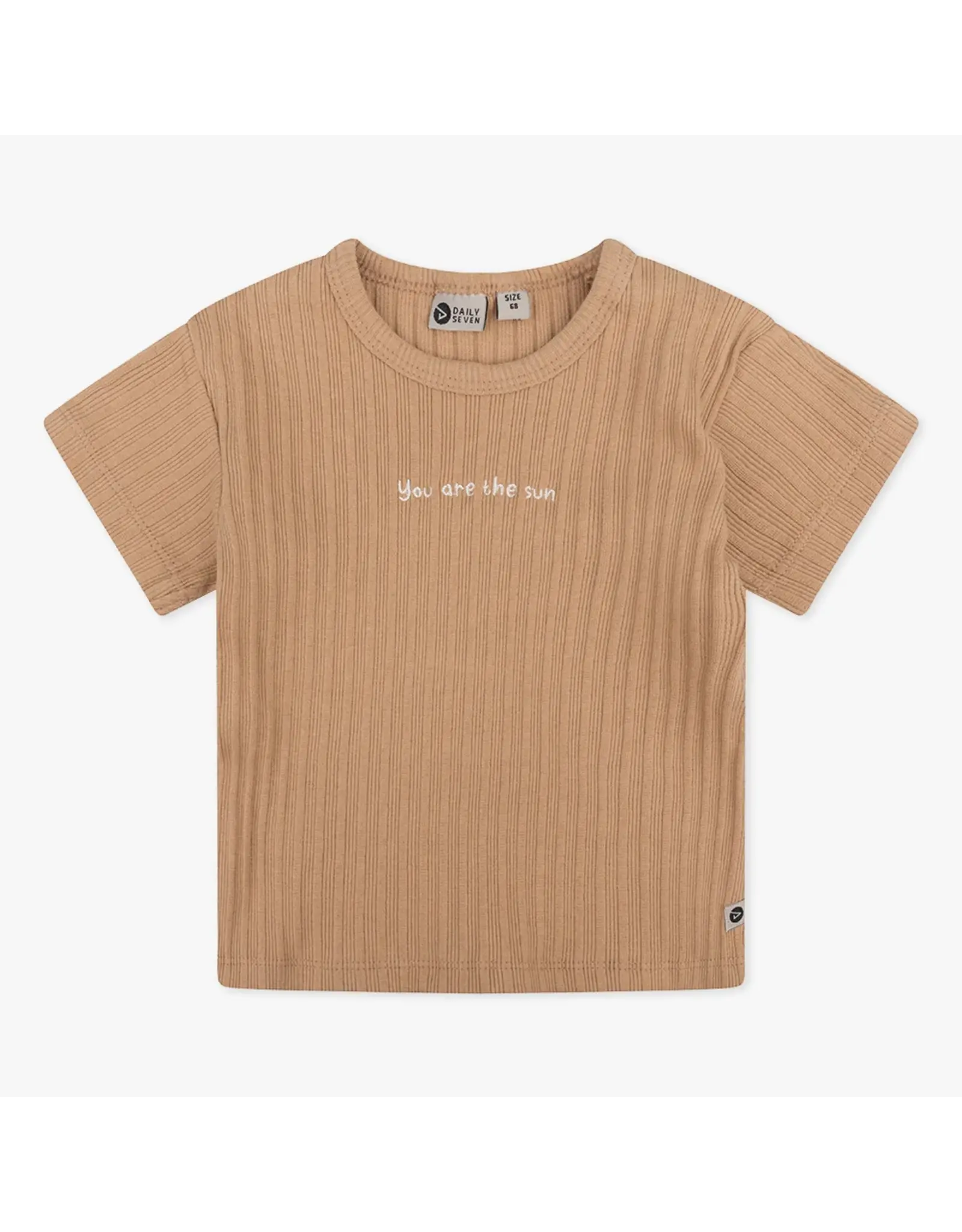 Daily7 T-SHIRT SHORT SLEEVE Organic T-shirt Shortsleeve Rib Camel sand D7NB-S24-3621