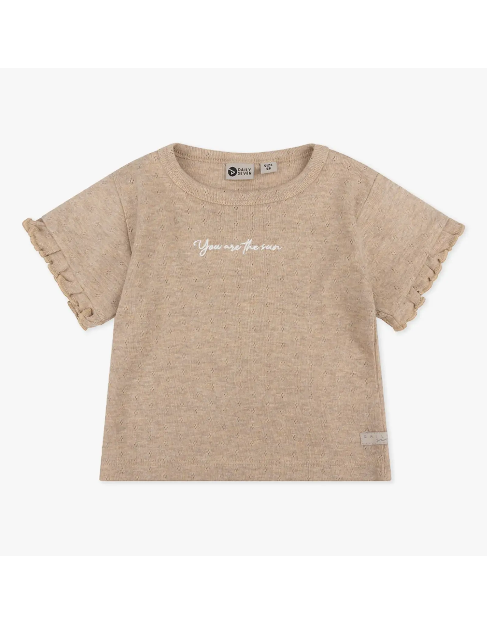 Daily7 T-SHIRT SHORT SLEEVE Organic T-shirt Shortsleeve Pointelle Sand Melange D7NG-S24-3640