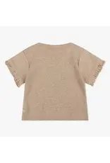 Daily7 T-SHIRT SHORT SLEEVE Organic T-shirt Shortsleeve Pointelle Sand Melange D7NG-S24-3640