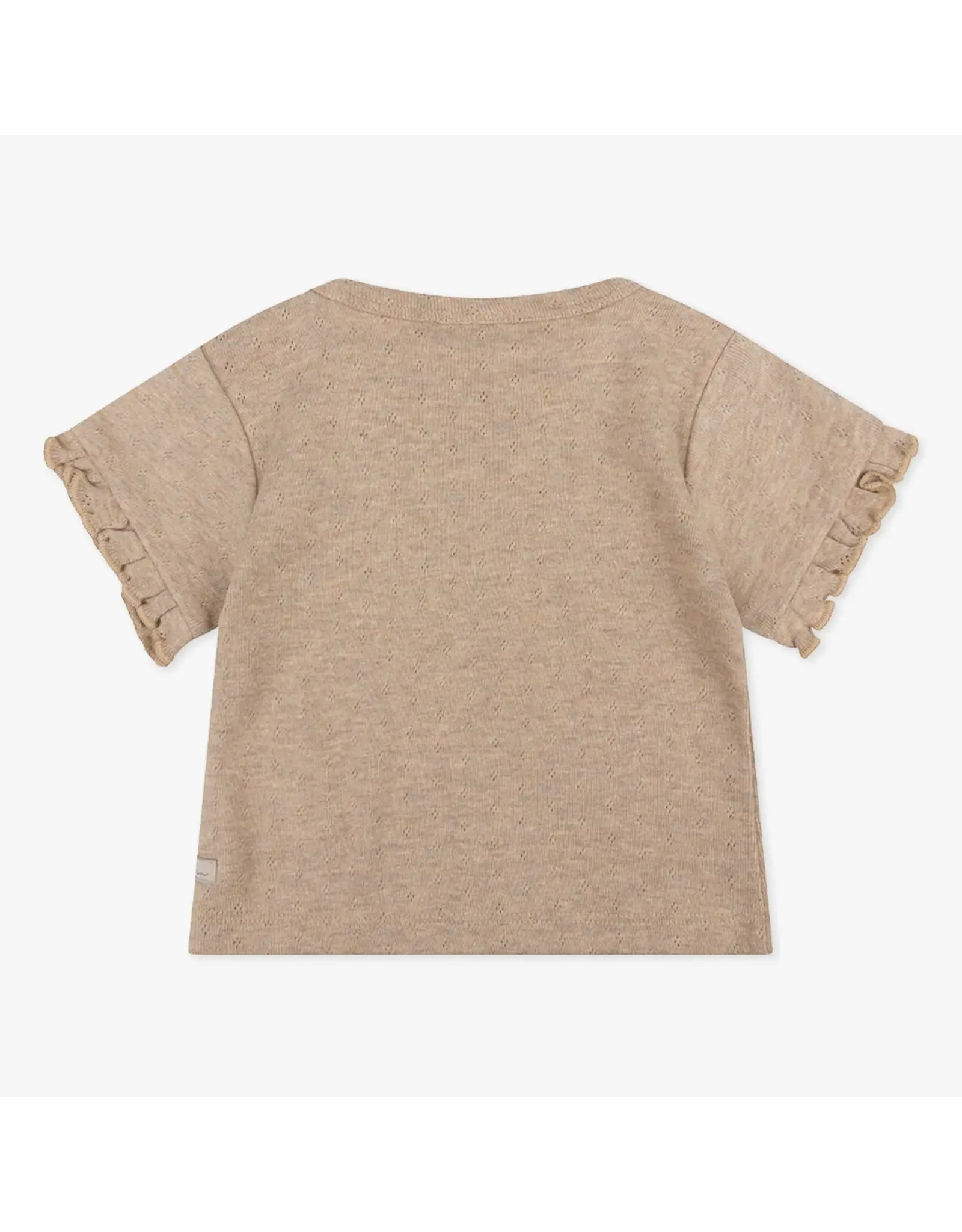 Daily7 T-SHIRT SHORT SLEEVE Organic T-shirt Shortsleeve Pointelle Sand Melange D7NG-S24-3640