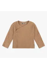 Daily7 T-SHIRT LONG SLEEVE Organic T-shirt Longsleeve Wrap Rib Camel sand D7NB-S24-3673