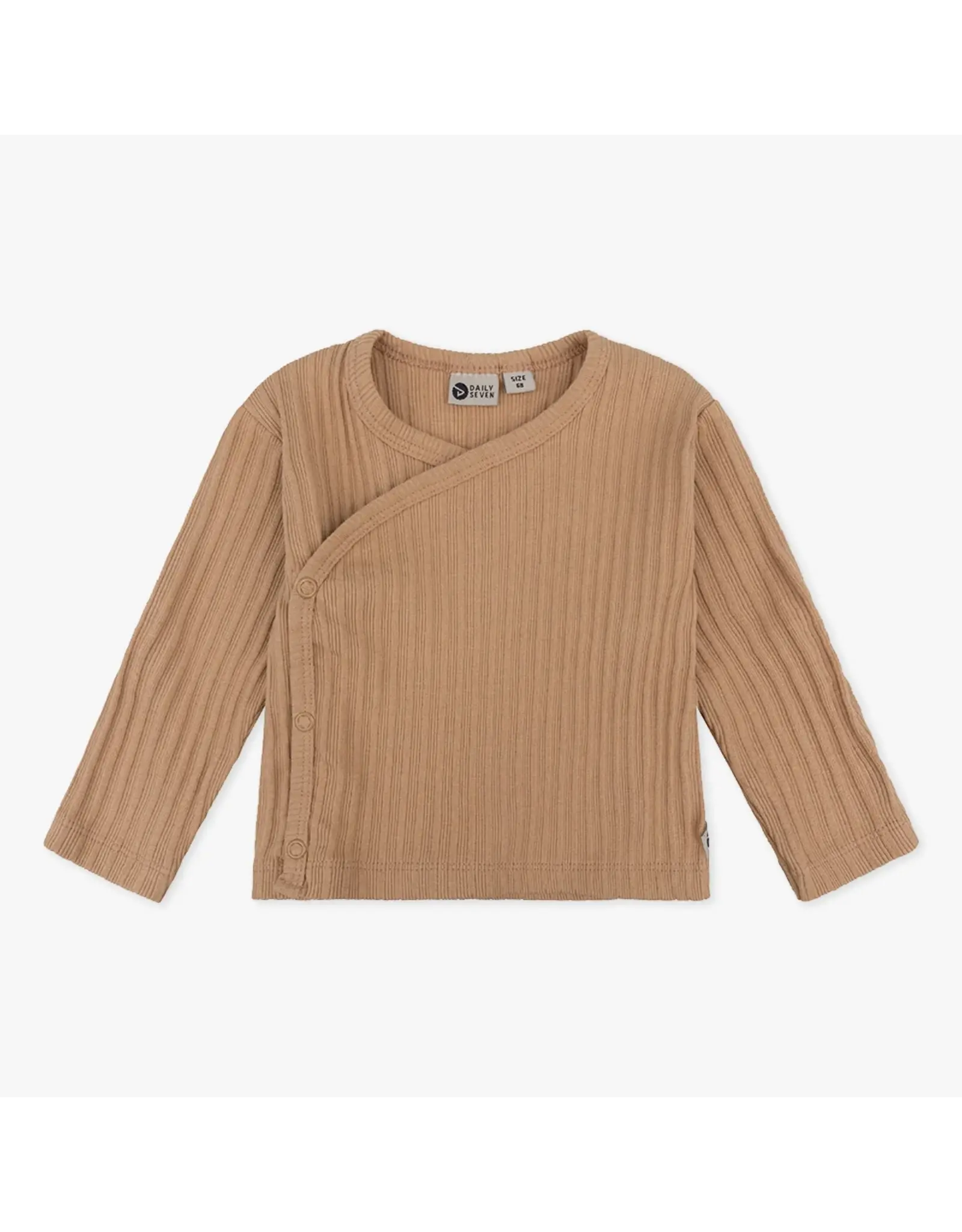 Daily7 T-SHIRT LONG SLEEVE Organic T-shirt Longsleeve Wrap Rib Camel sand D7NB-S24-3673