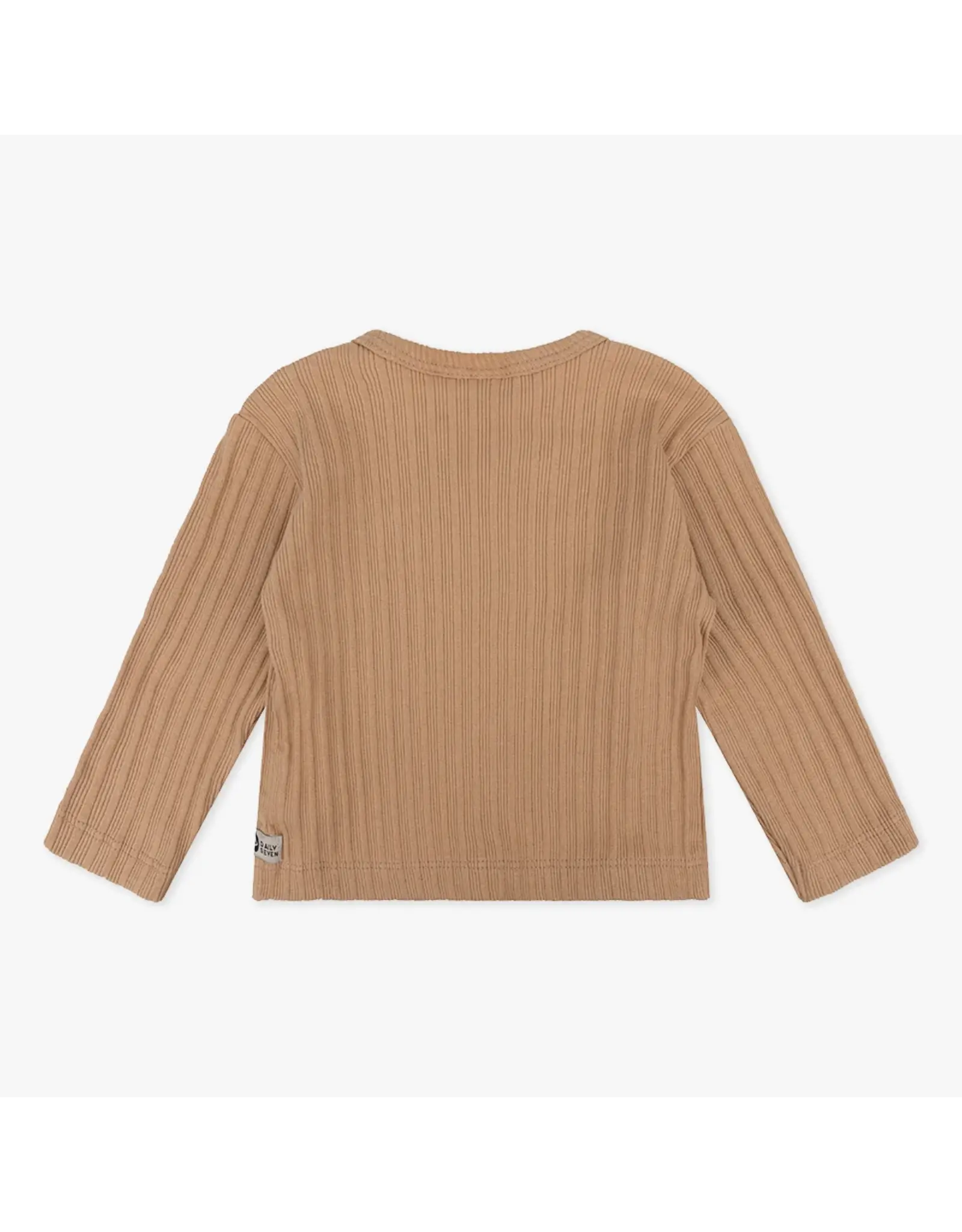 Daily7 T-SHIRT LONG SLEEVE Organic T-shirt Longsleeve Wrap Rib Camel sand D7NB-S24-3673