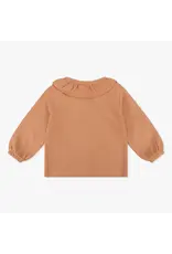 Daily7 T-SHIRT LONG SLEEVE Organic T-shirt Longsleeve Ruffle Light Coral D7NG-S24-3044