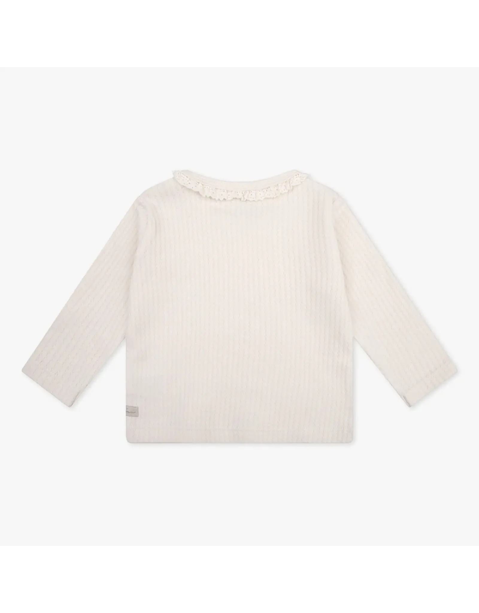 Daily7 T-SHIRT LONG SLEEVE Organic T-shirt Longsleeve Fancy Rib Cream D7NG-S24-3040