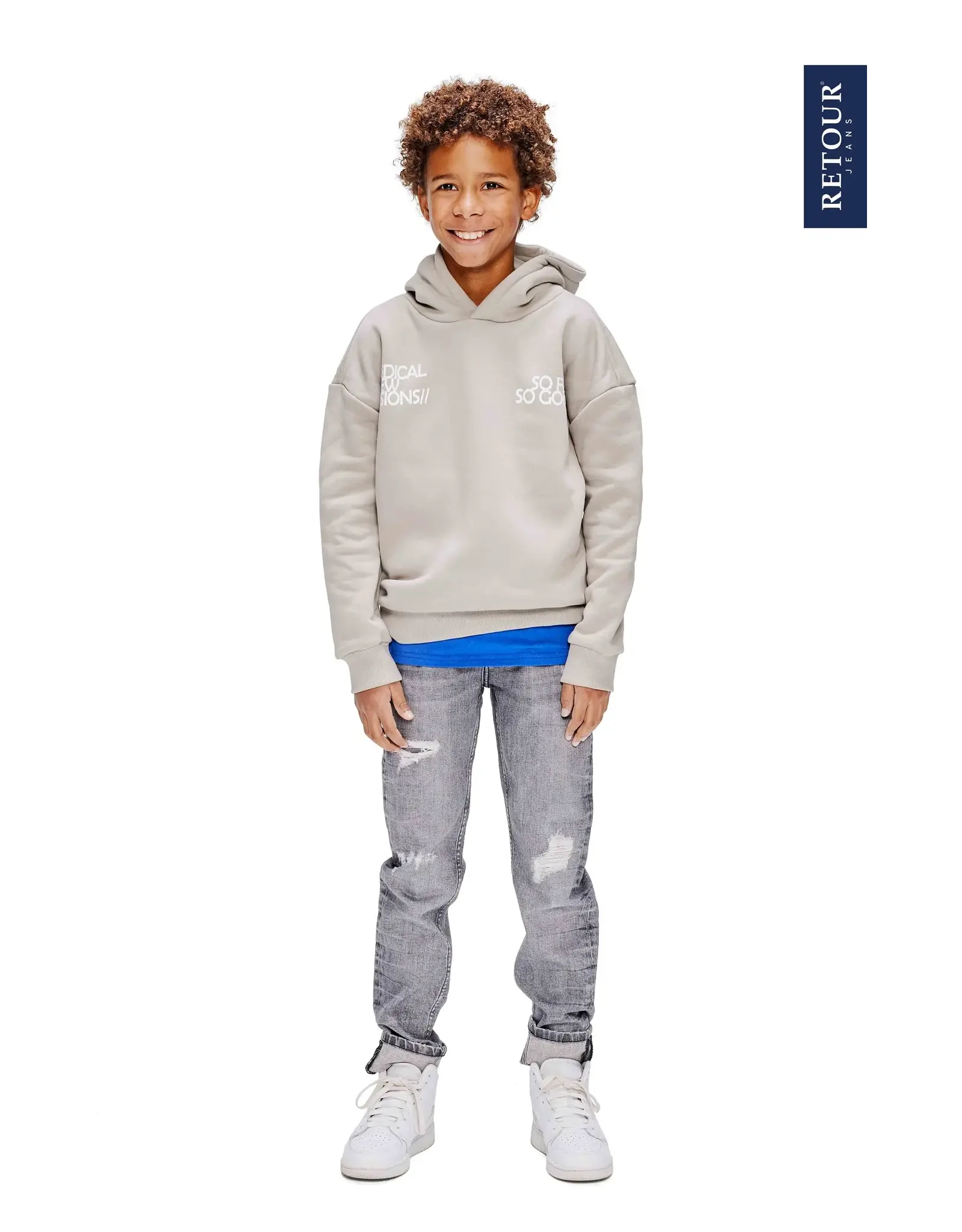 Retour Jeans BOYS SWEATERS Guy silk grey RJB-43-713-8004