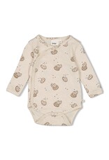 Wikkelromper AOP rib - Cute Cookie Offwhite melange 50200229