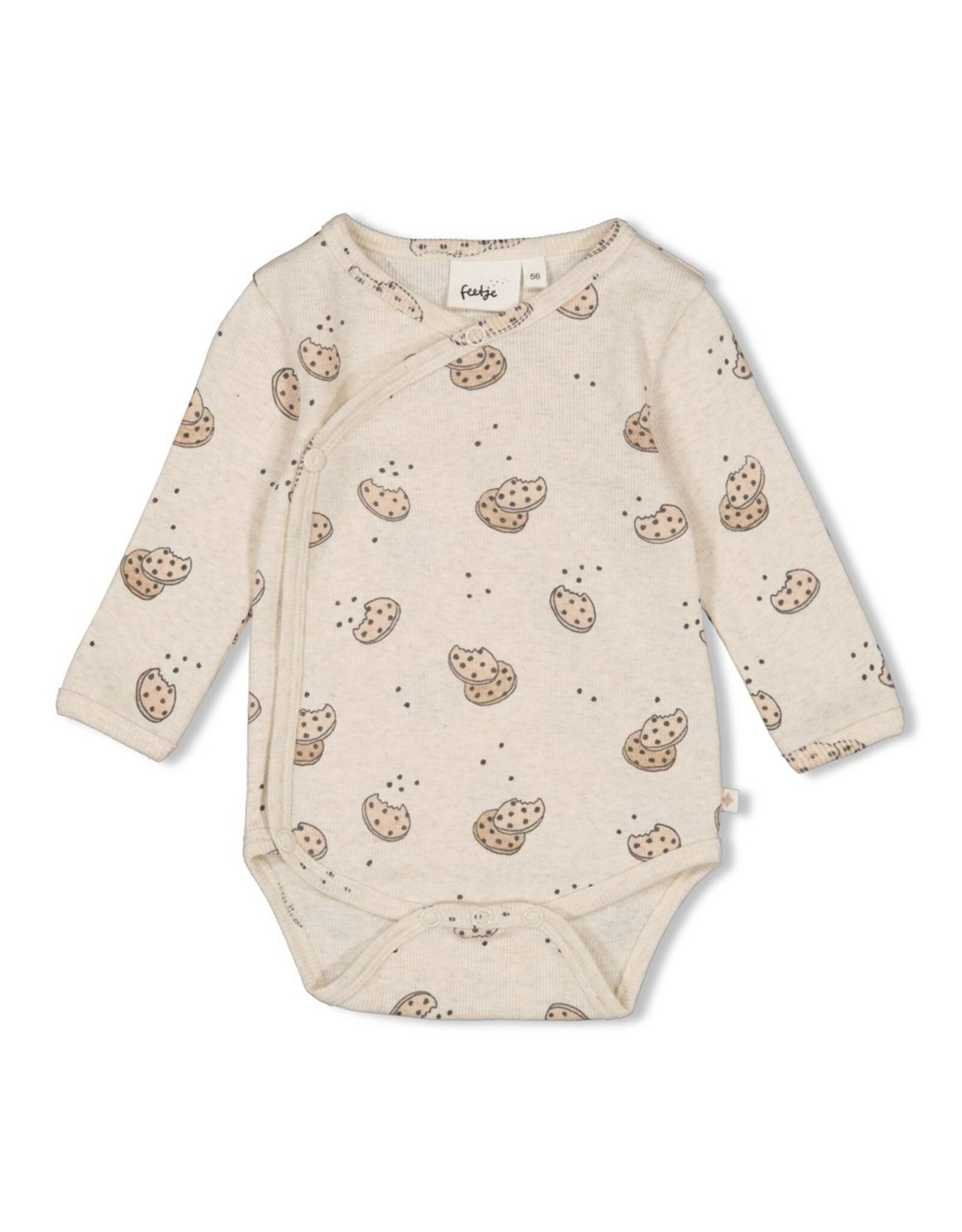 Wikkelromper AOP rib - Cute Cookie Offwhite melange 50200229