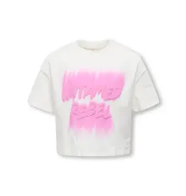 Kids Only 15347328 KOGDAPHNE LIFE S/S SHORT PRINTED TEE JRS Cloud Dancer/