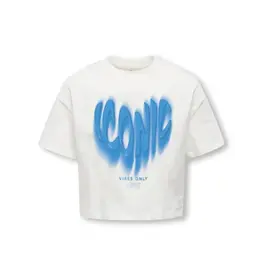 Kids Only 15347328 KOGDAPHNE LIFE S/S SHORT PRINTED TEE JRS Cloud Dancer