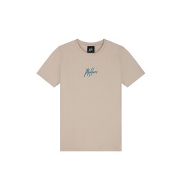 Malelions Junior Striped Signature T-Shirt Taupe MJ1-SS25-09