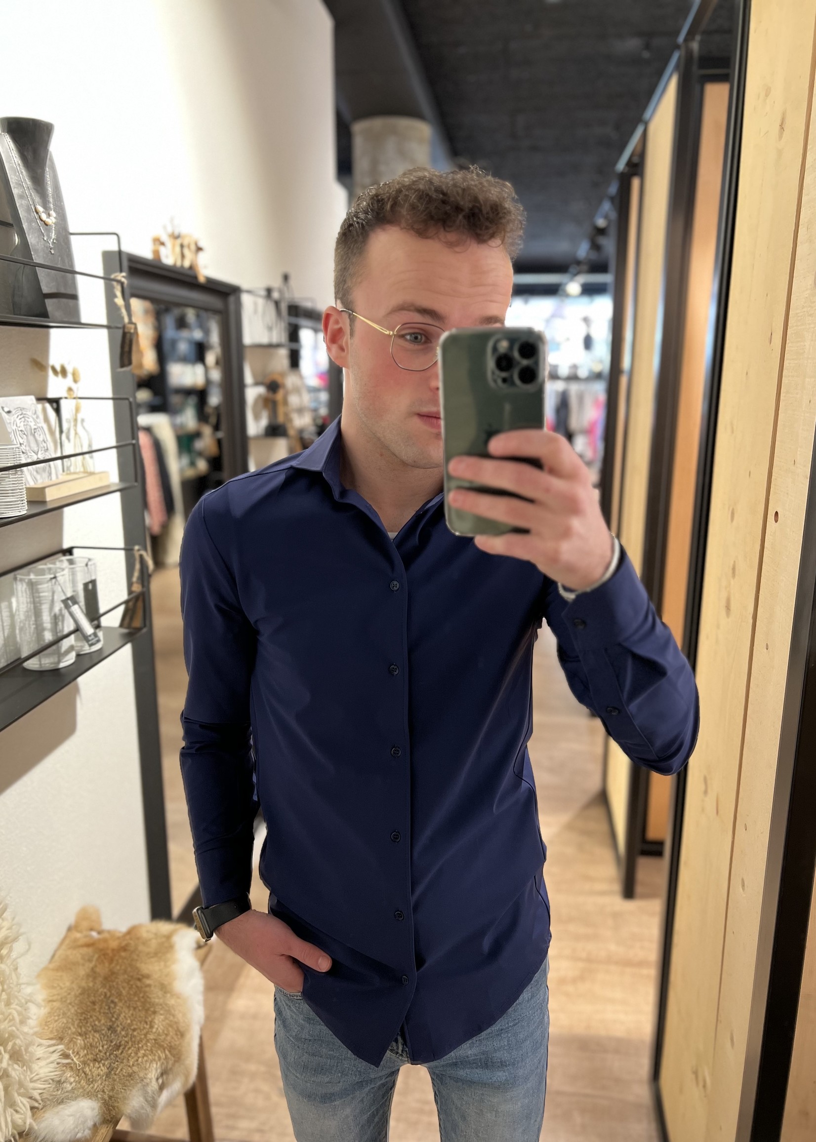 Neycko Overhemd Noan Travel Slim Fit - Dark Blue
