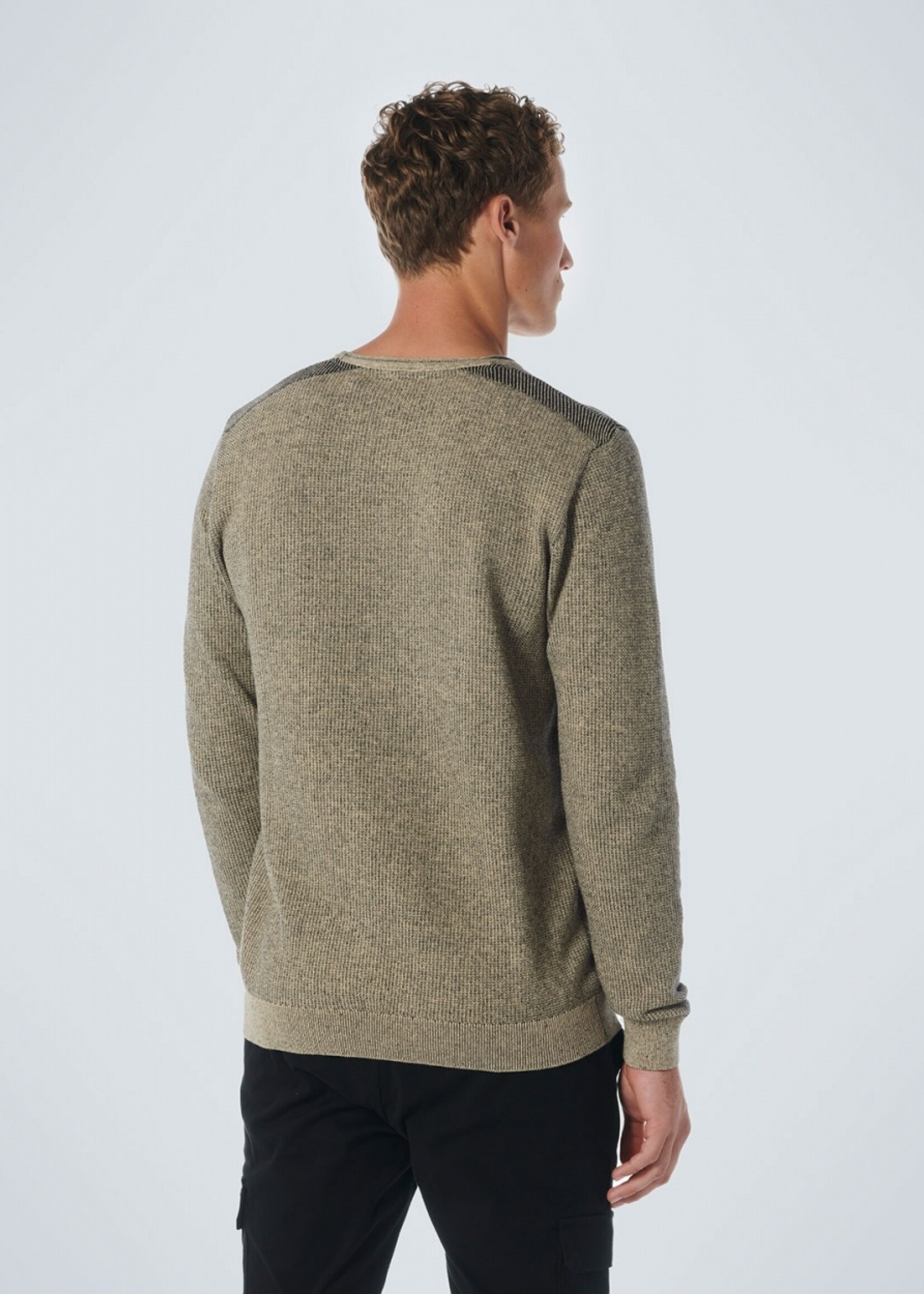 No Excess Pullover 2 Coloured Jacq - Stone