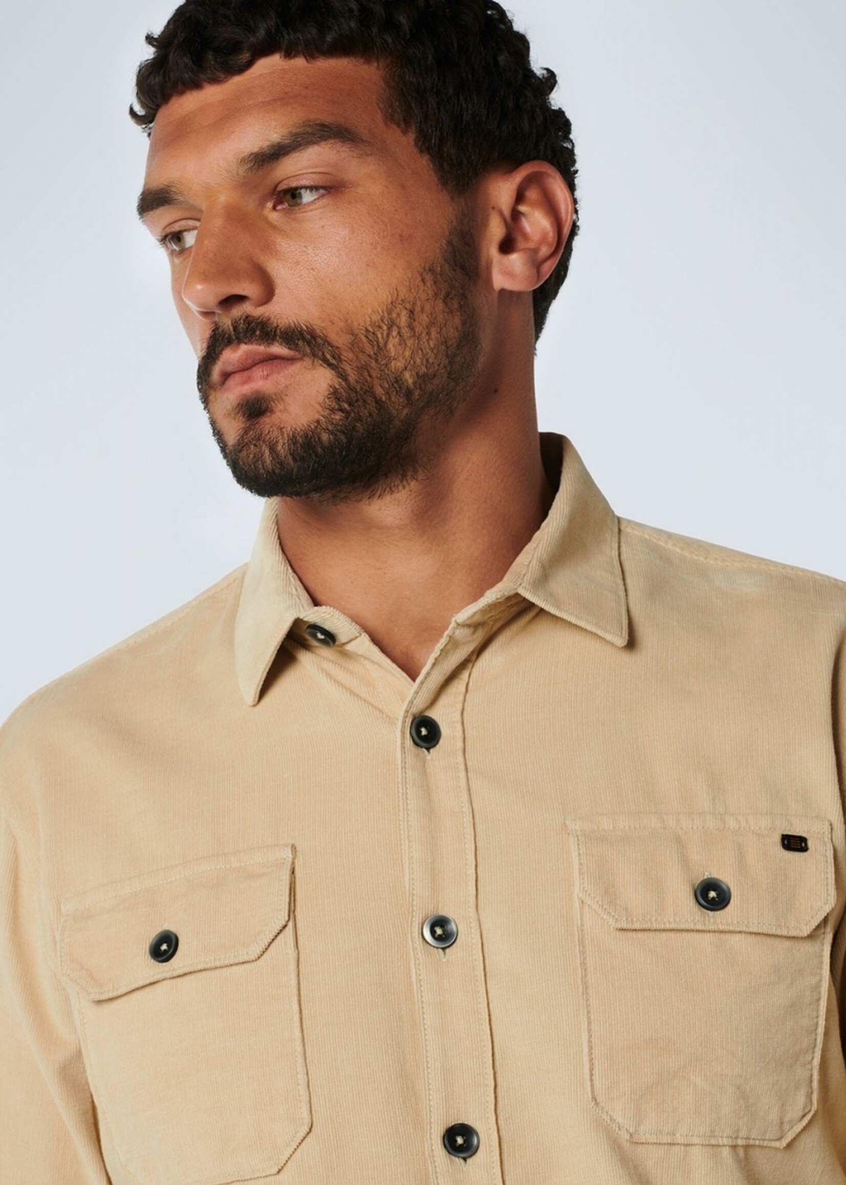 No Excess Shirt Corduroy Solid - Stone