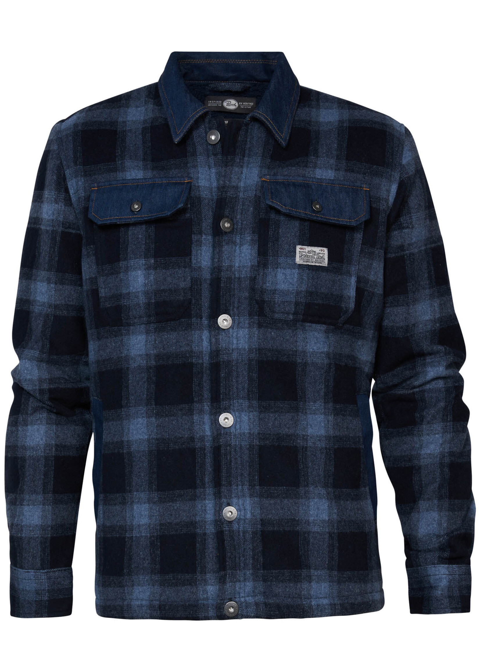 Petrol Industries Overshirt Check - Midnight Navy