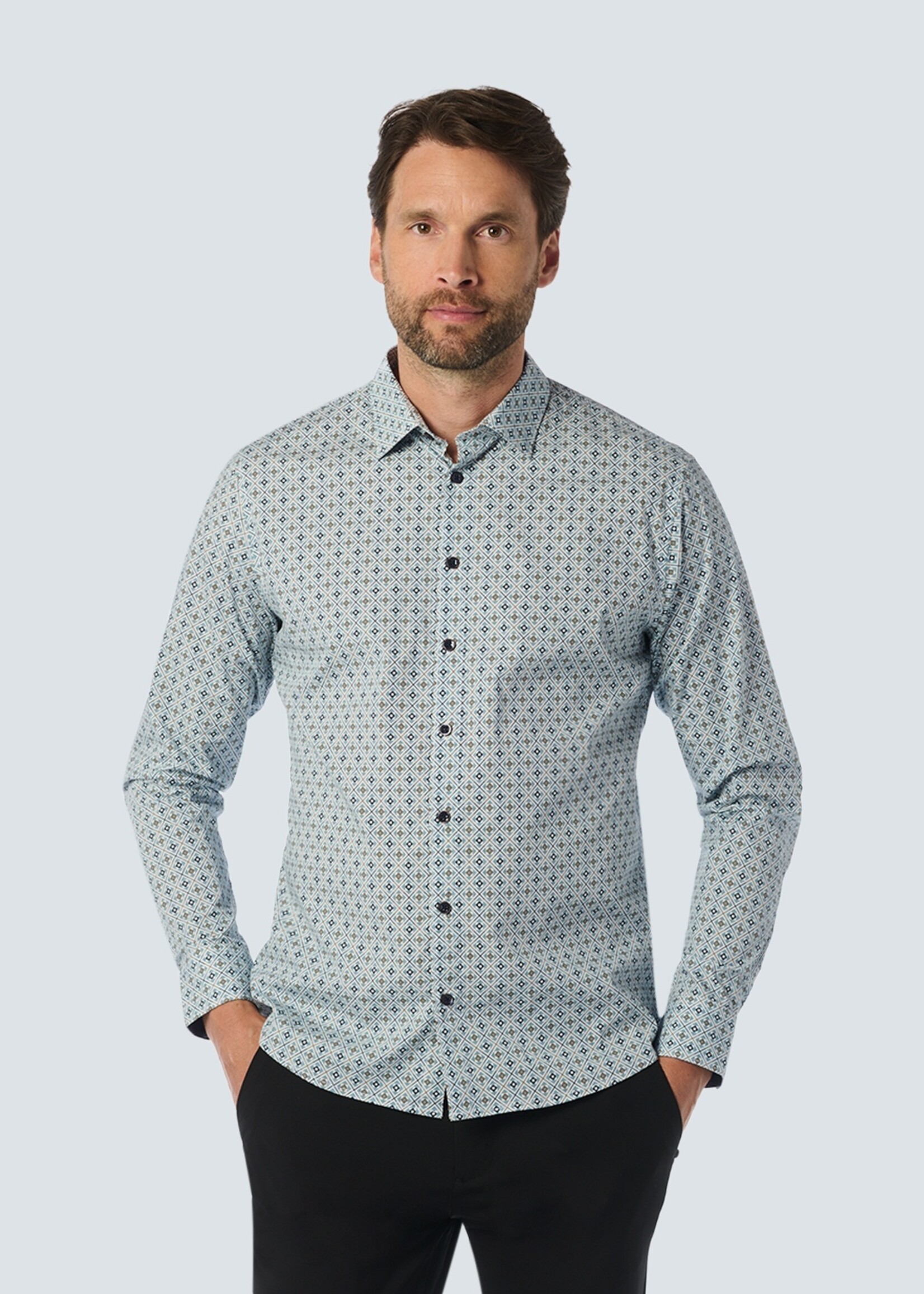 No Excess Overhemd Stretch Printed Cloud