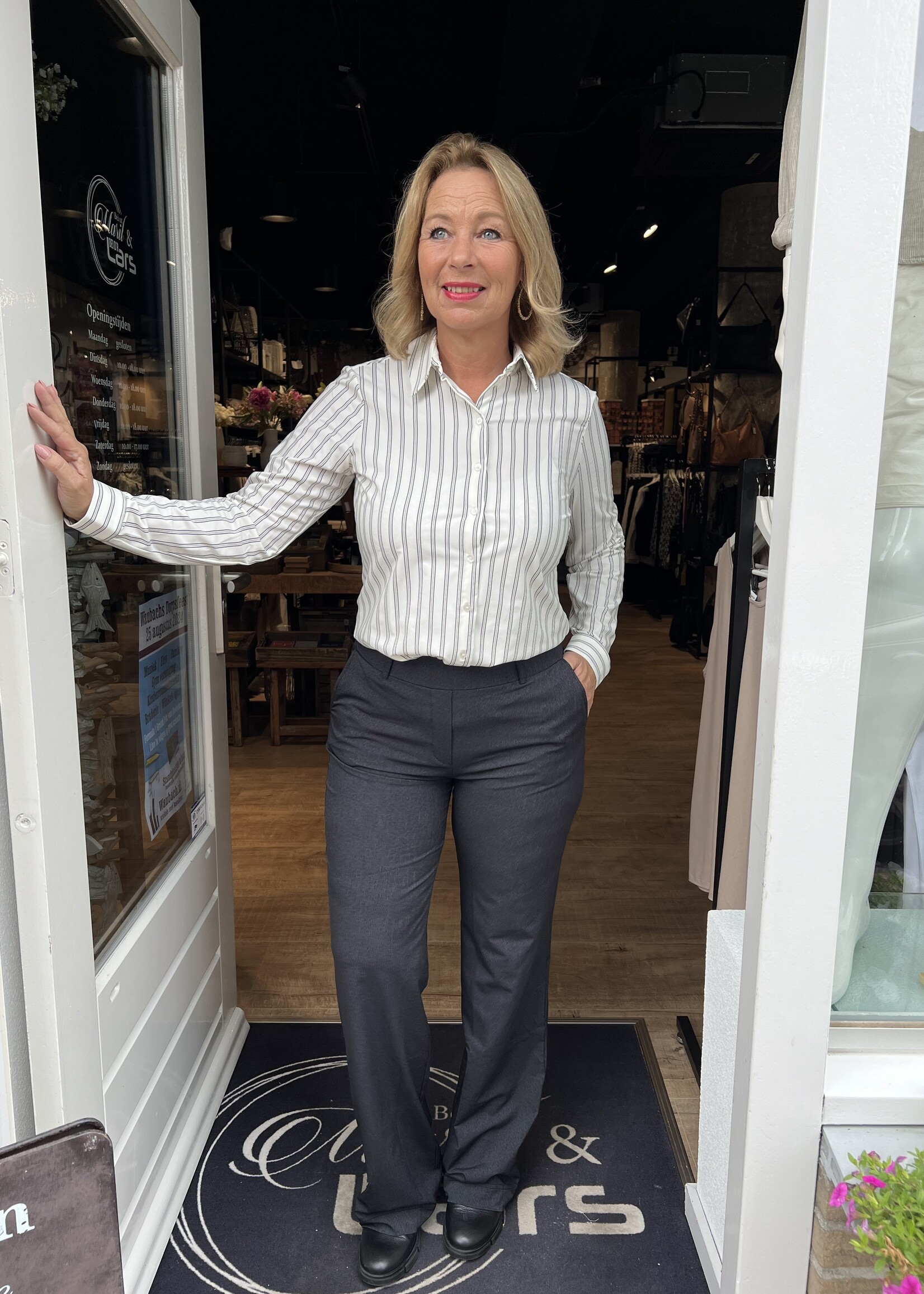 &Co Woman Wijde Broek Patrice Travel - Antracite Denim