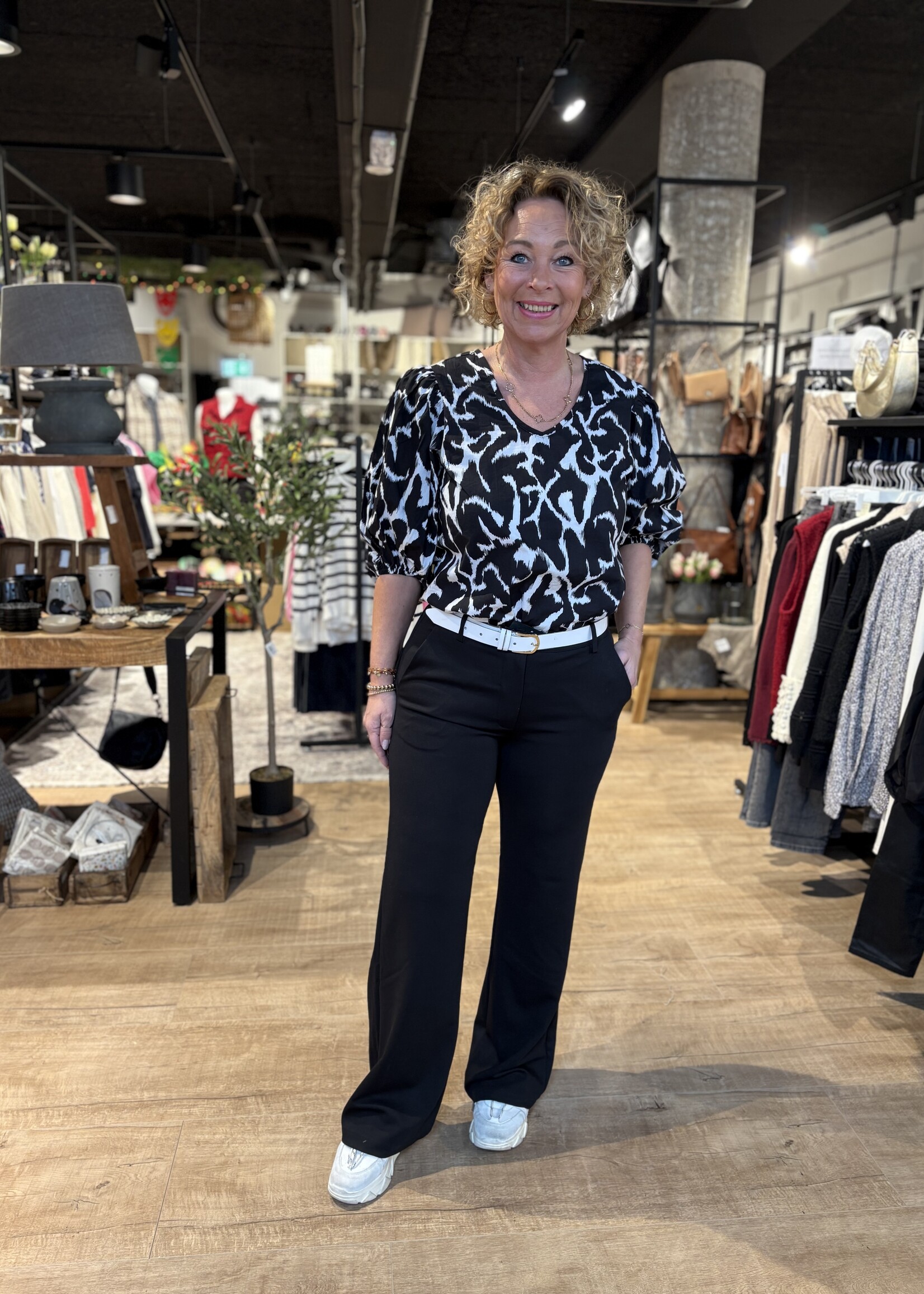 Freequent Broek Nanni Wide Leg - Zwart