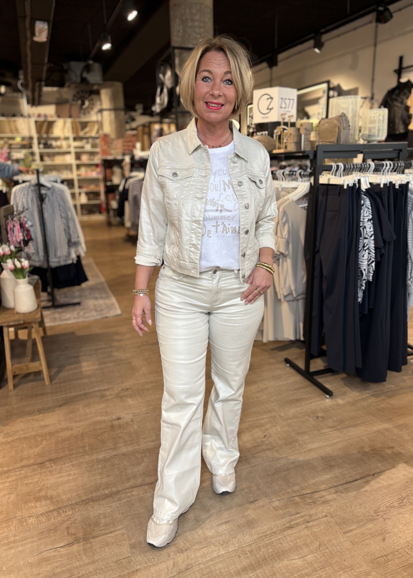 Red Button Broek Wijde Pijp Colette Sparkle - Pearl