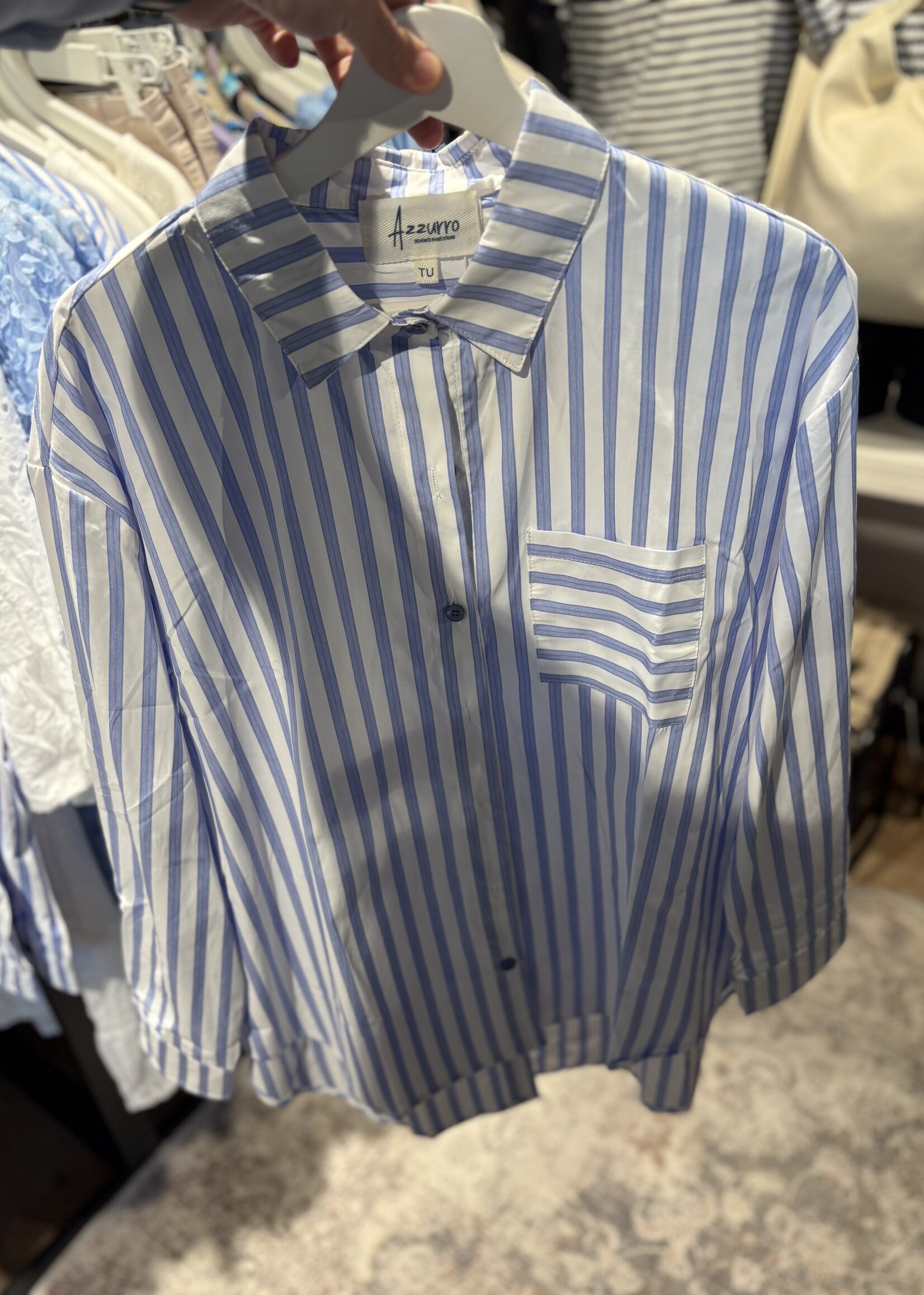 Bei ut Maril & Bei d'r Lars Blouse Summer Stripe - Blauw Wit One Size