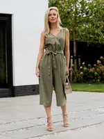 Sophia Perla Jumpsuit Leda Viscose Linnen - Army