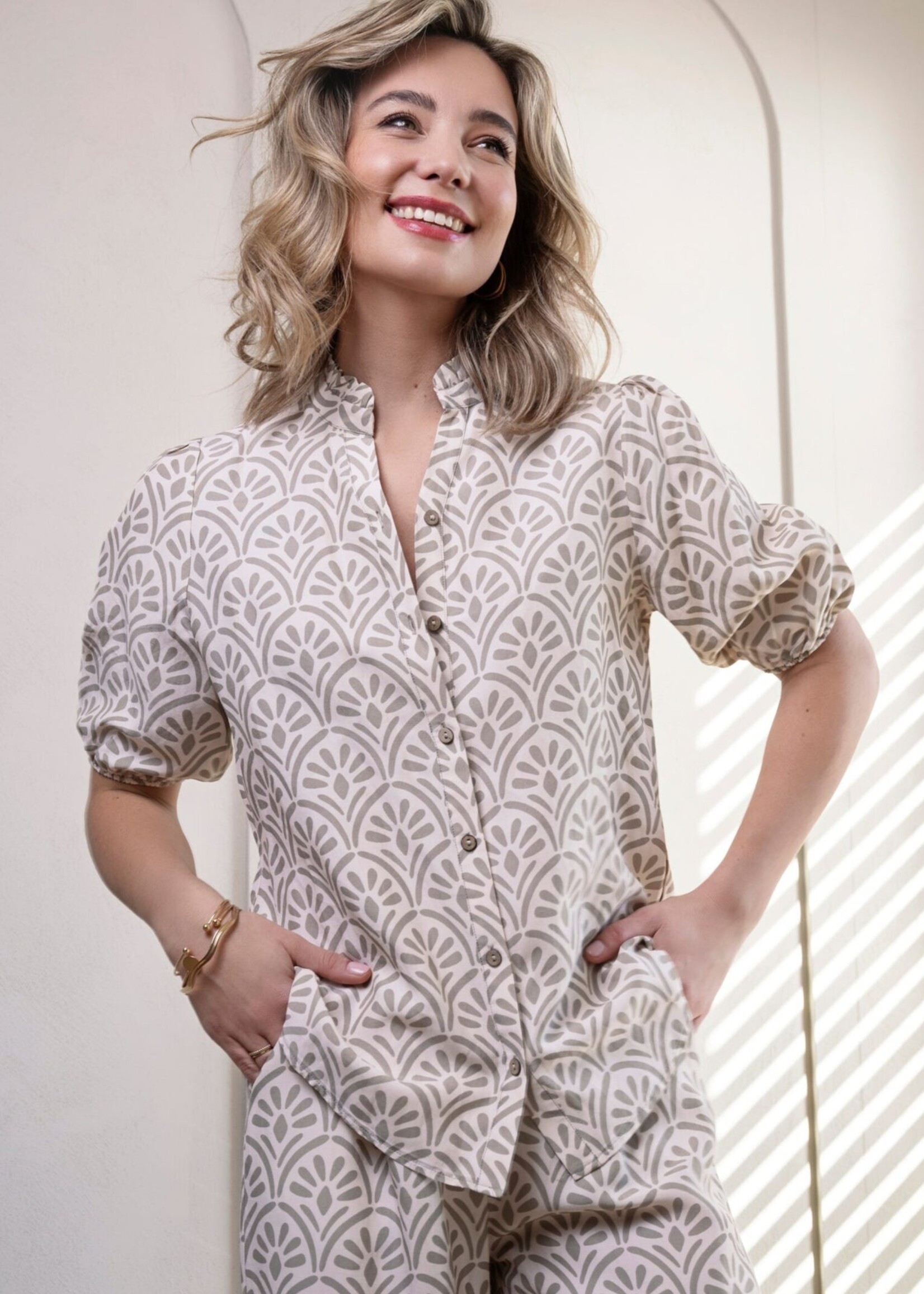 Elvira Blouse Manou - Print Beige