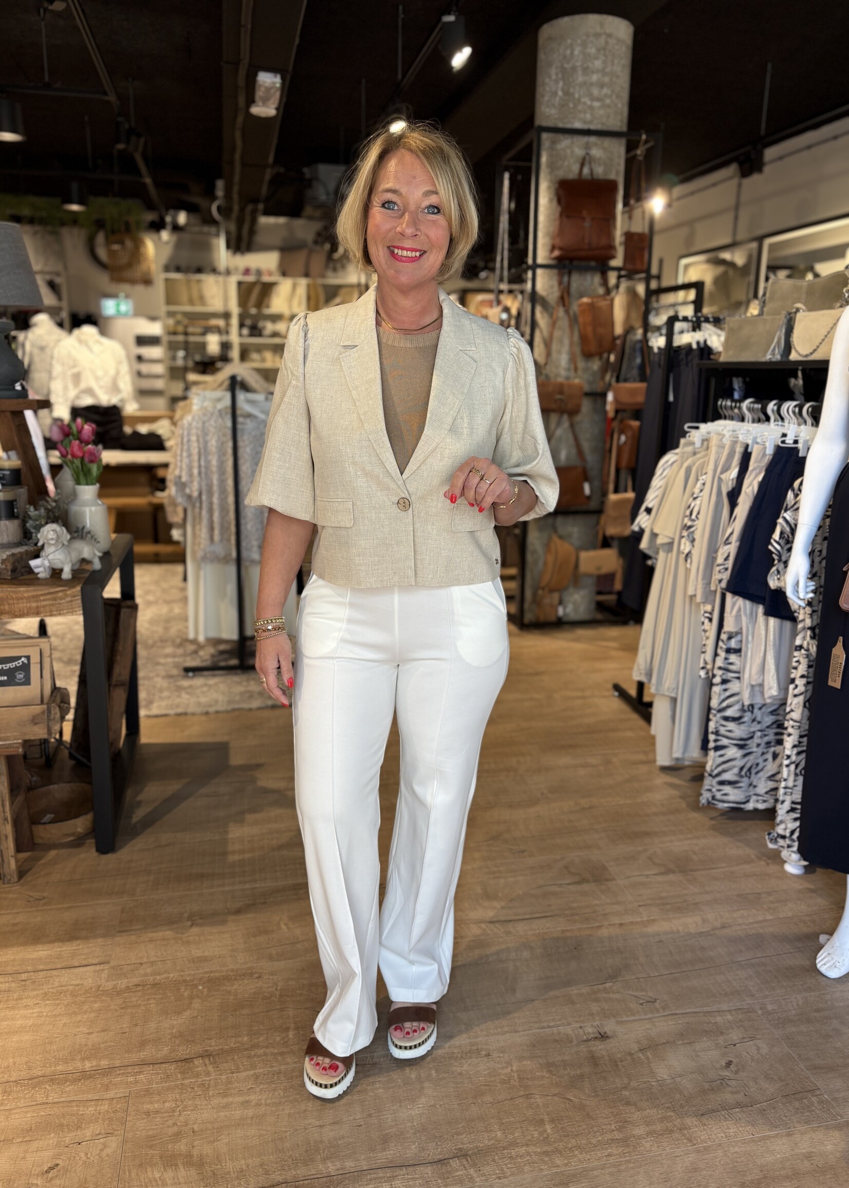 Bei ut Maril & Bei d'r Lars Broek Wijde Pijp Naad Esvivid - Offwhite