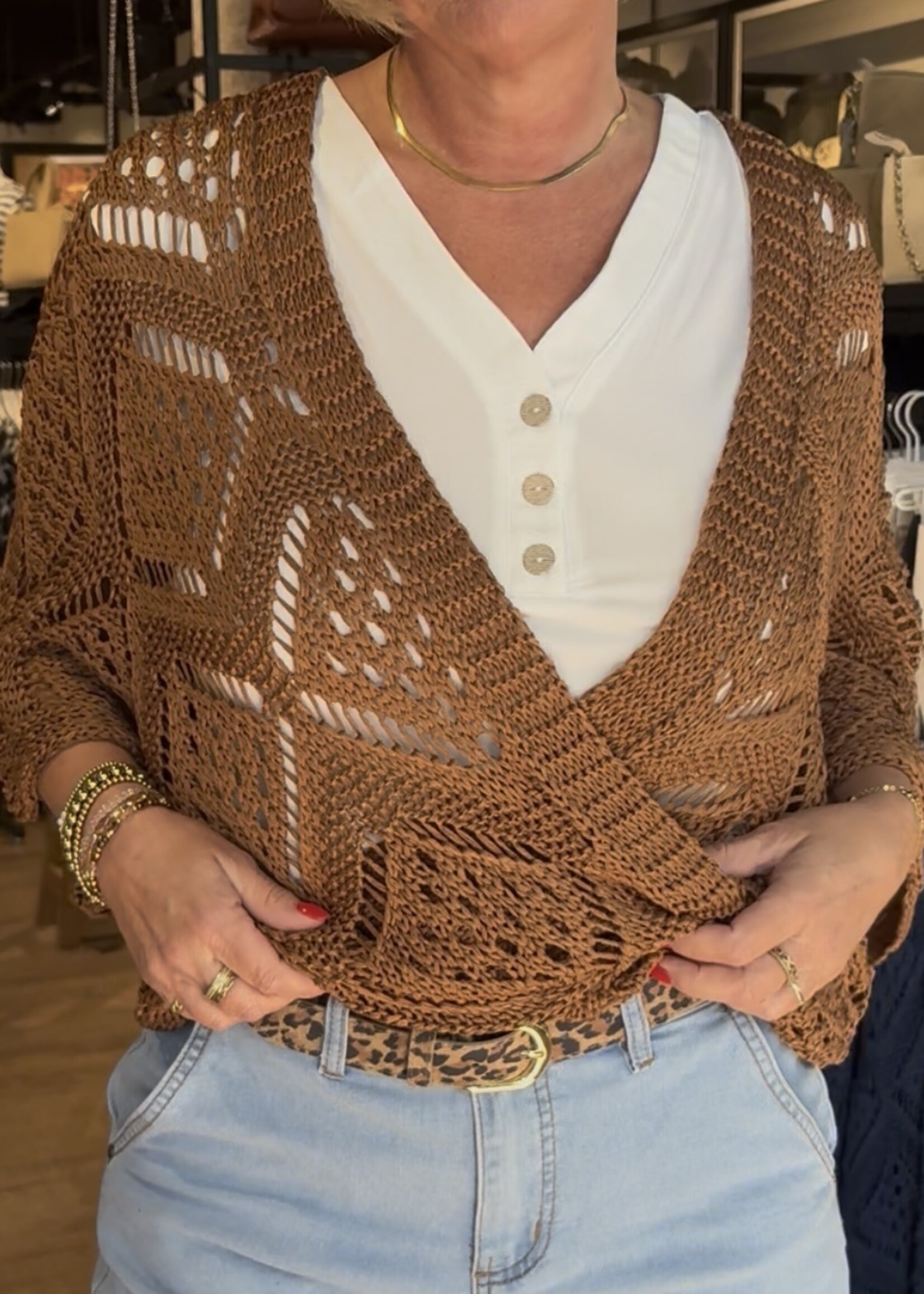 Bei ut Maril & Bei d'r Lars Vest Gehaakt Triple Nine - Camel
