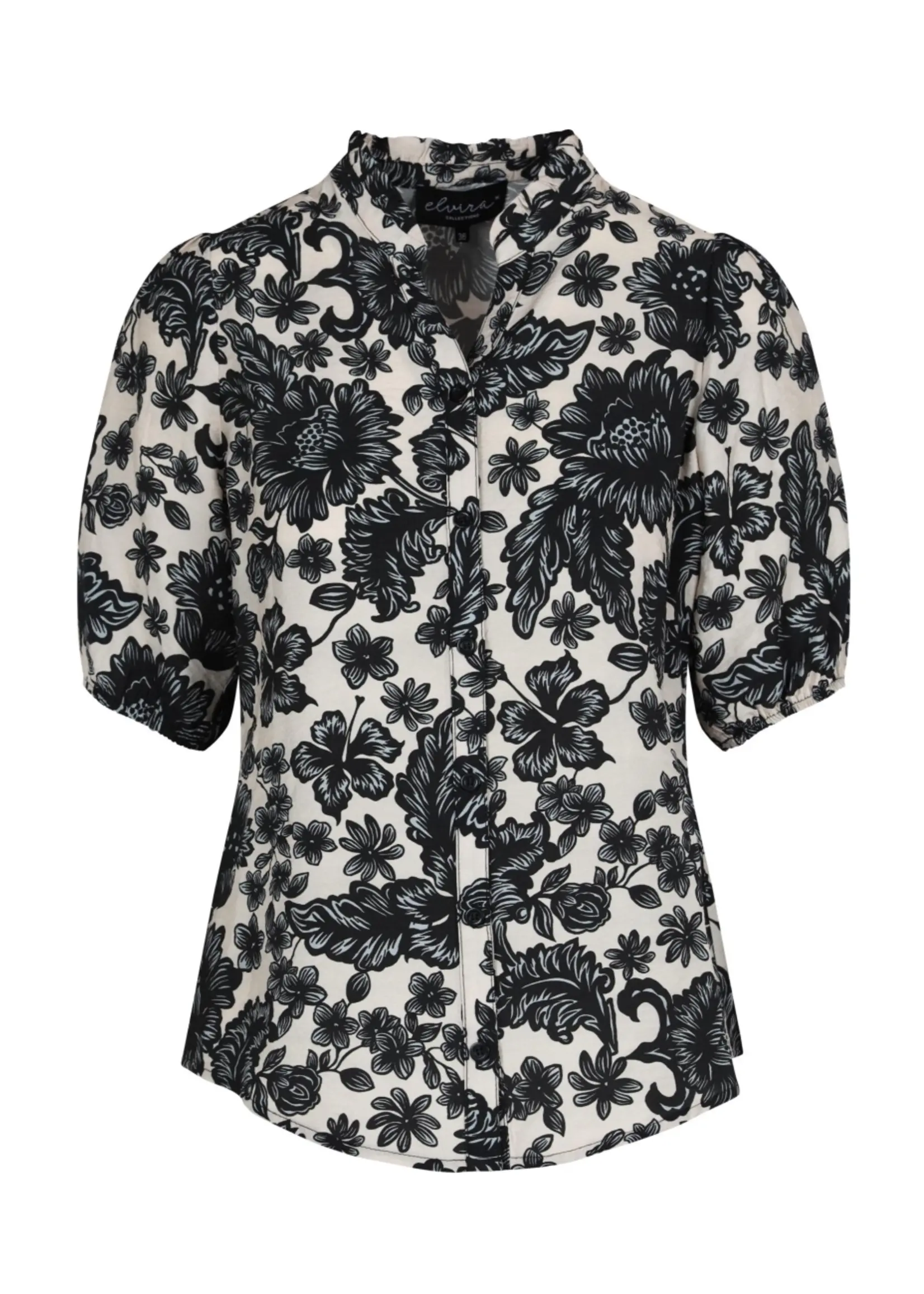 Elvira Blouse Clio Palma - Beige Zwart