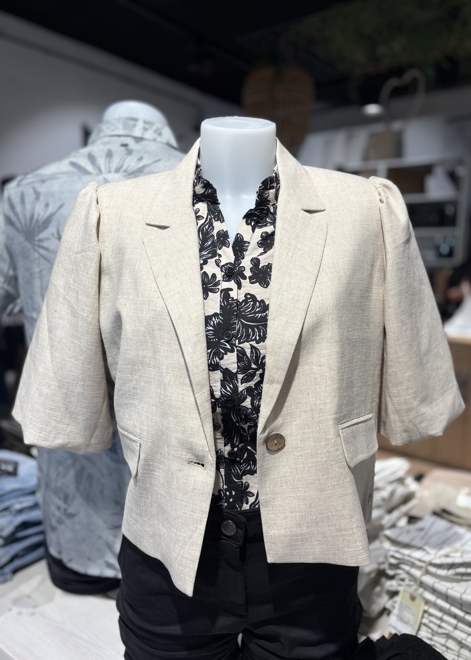 Elvira Blouse Clio Palma - Beige Zwart