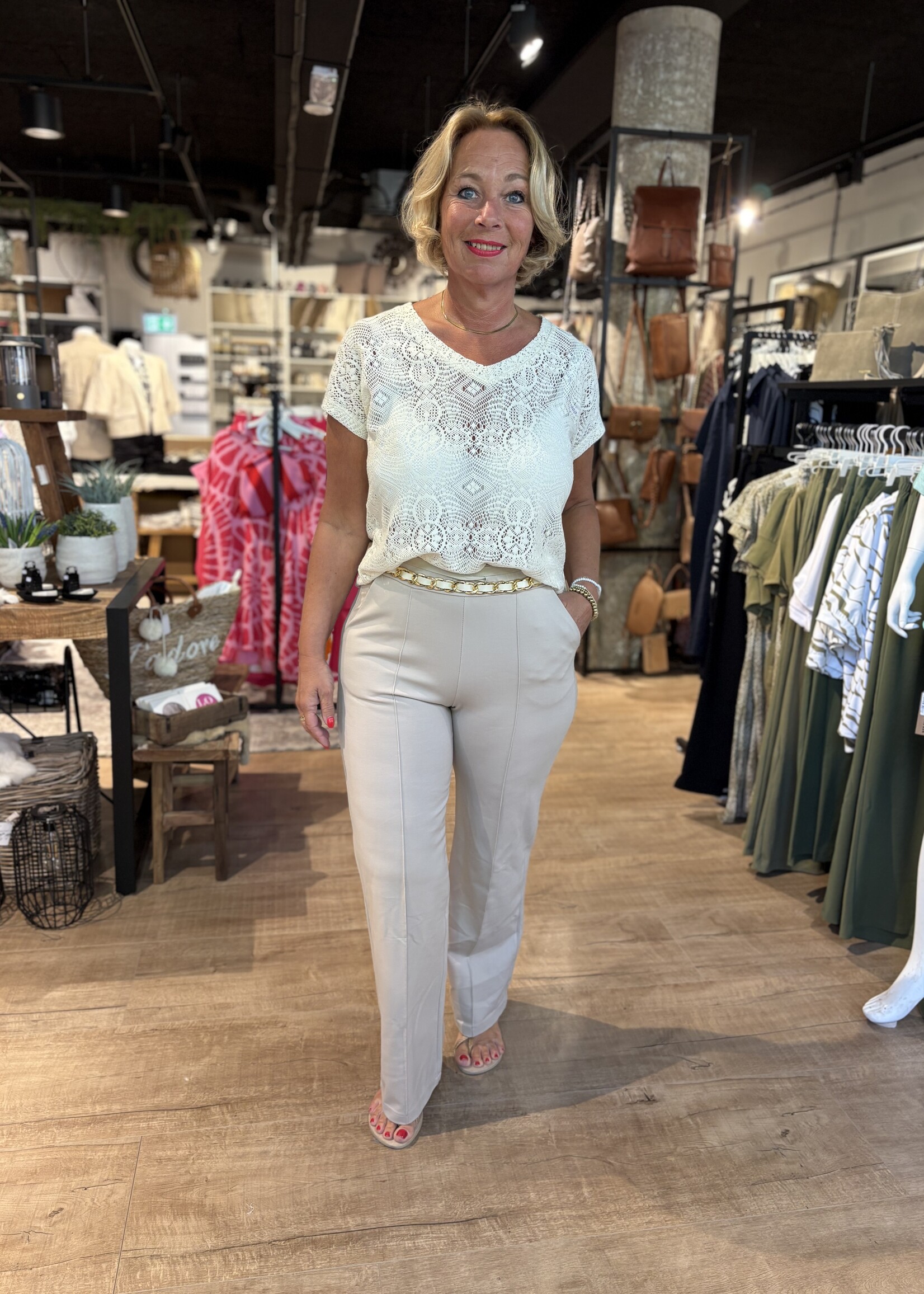 Bei ut Maril & Bei d'r Lars Broek Wijde Pijp Naad Esvivid - Beige