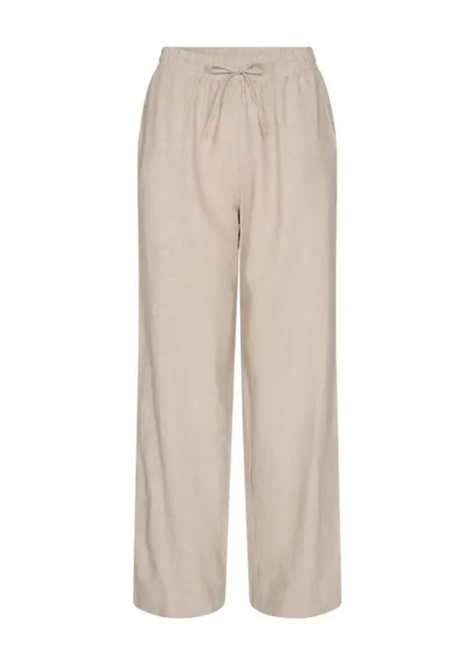 Freequent Lange Linnen Broek Lava - Sand Melange
