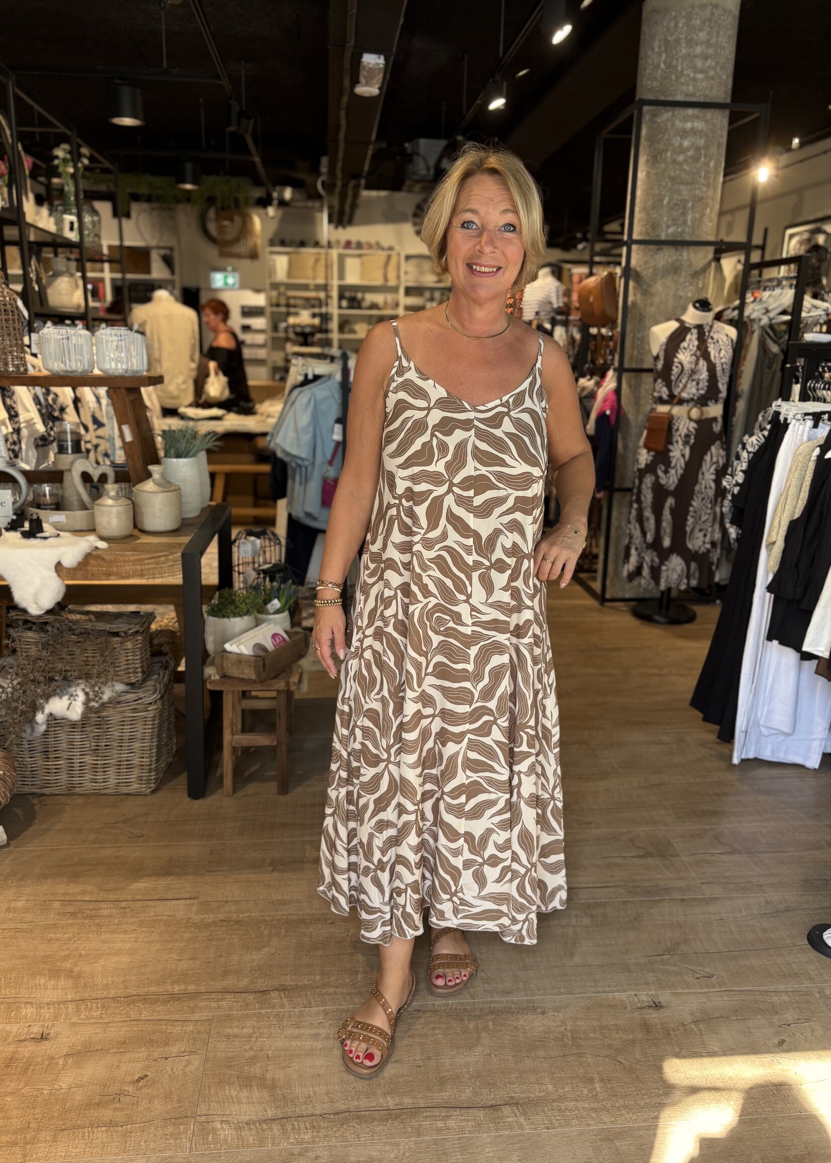 Losse Zomerjurk Print - Beige