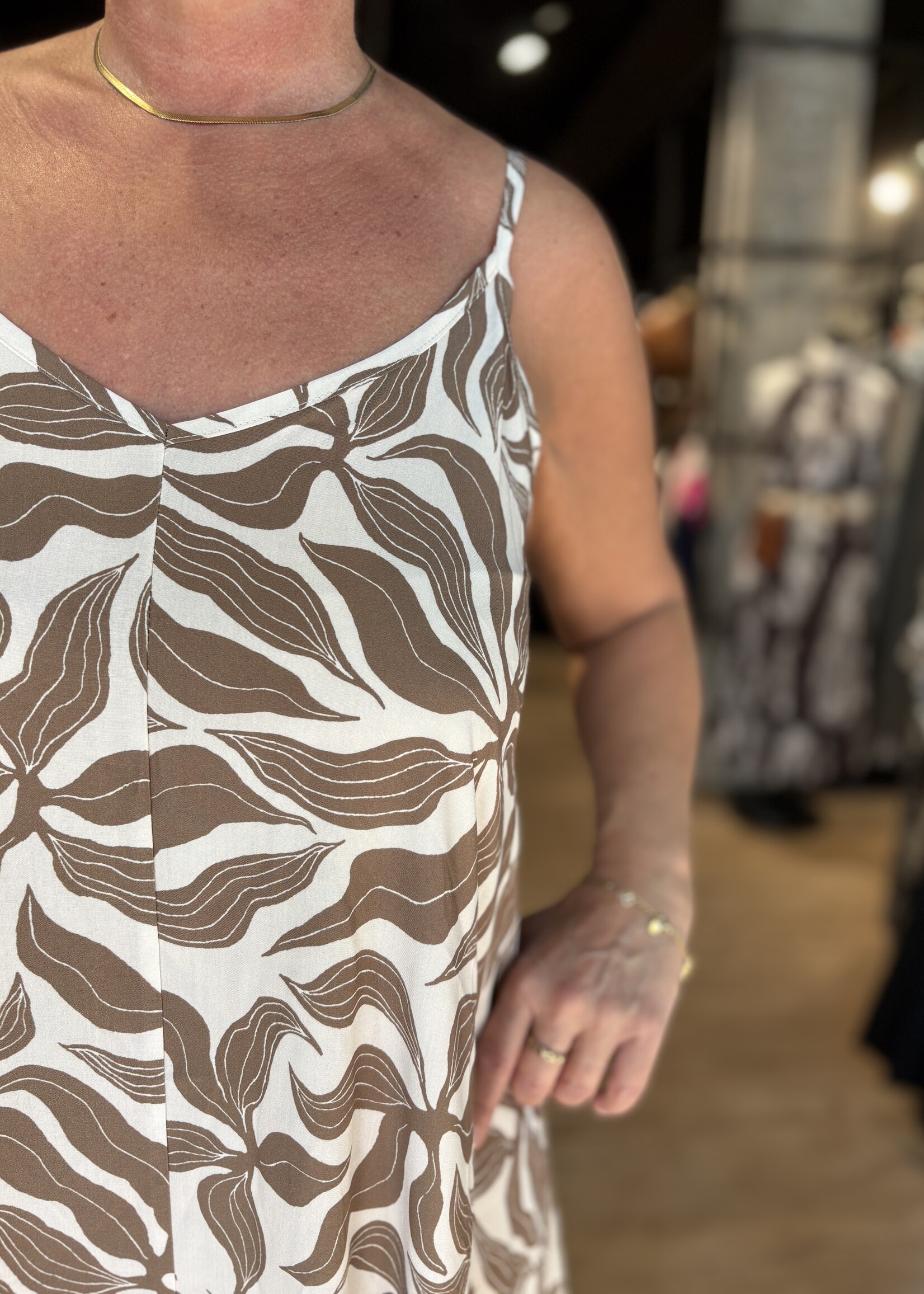 Losse Zomerjurk Print - Beige