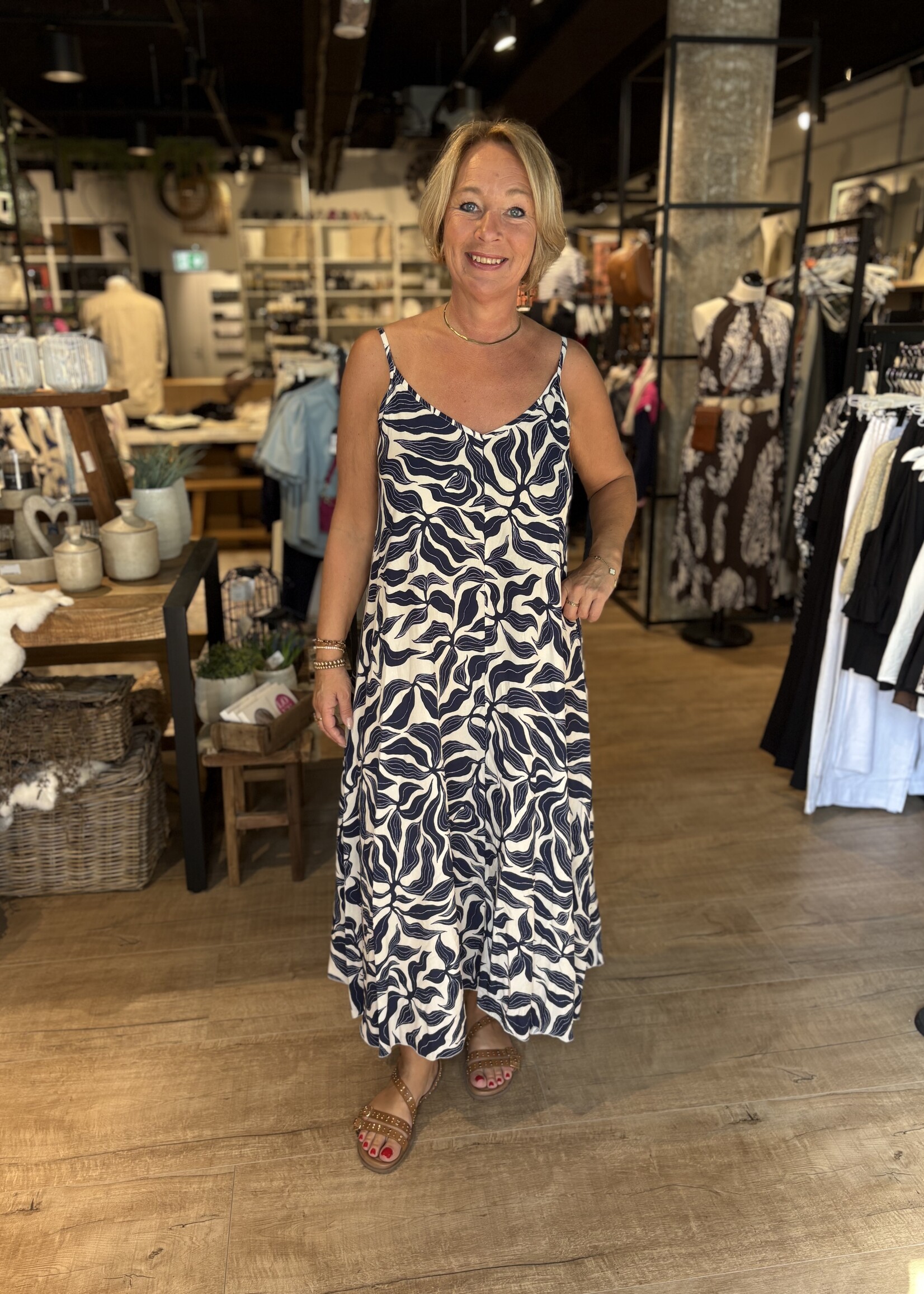Losse Zomerjurk Print - Blauw