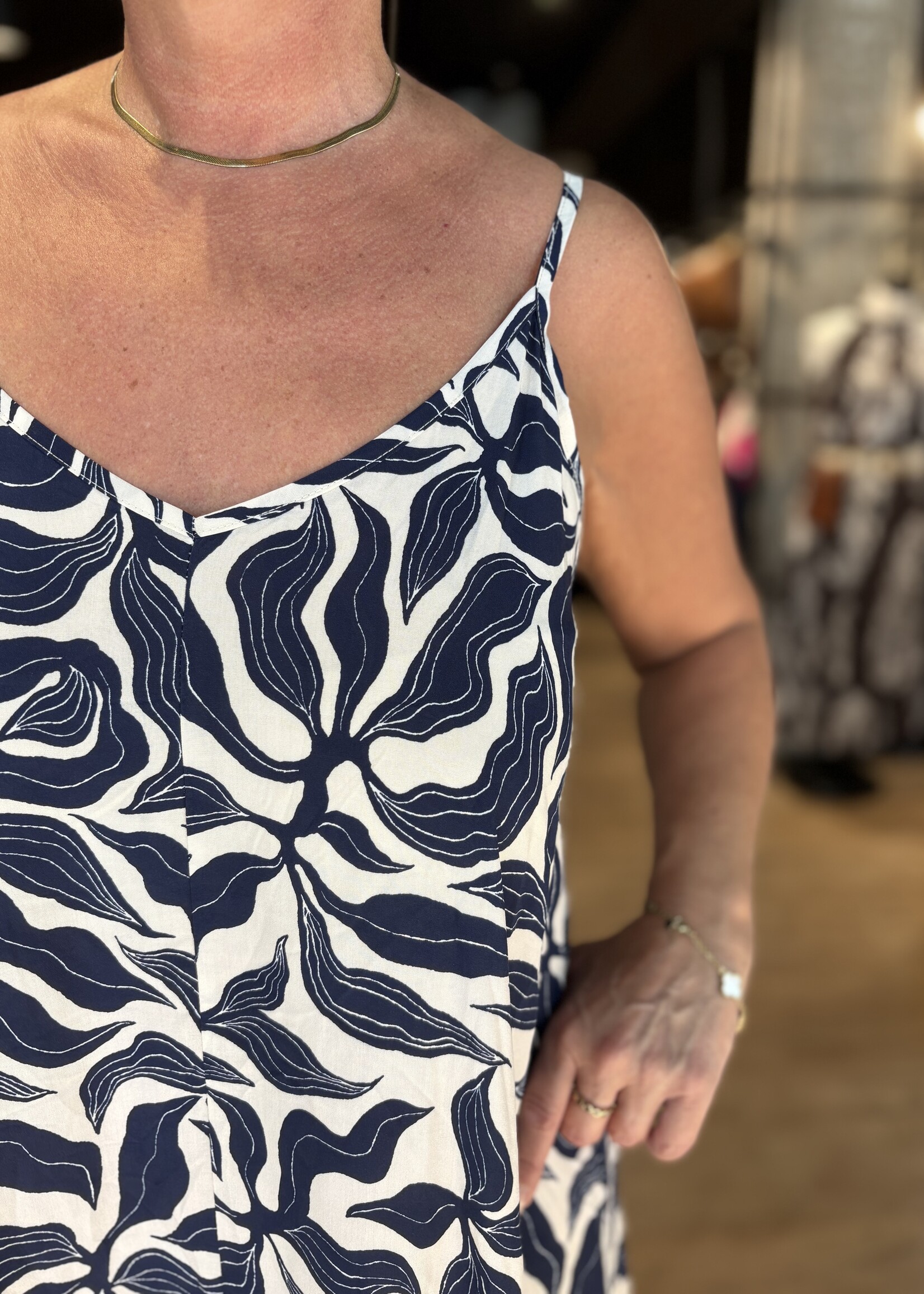 Losse Zomerjurk Print - Blauw