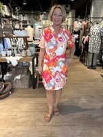 Angelle Milan Jurk/Tuniek Korte Mouw Travel - Print Rood