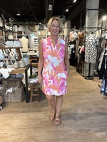 Angelle Milan Jurk Mouwloos Travel - Print Roze Oranje